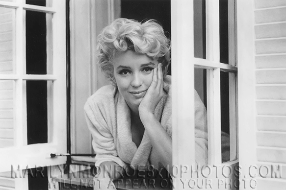 MARILYN MONROE at WINDOW in BATHROBE (3) RARE 8x10 PHOTOS