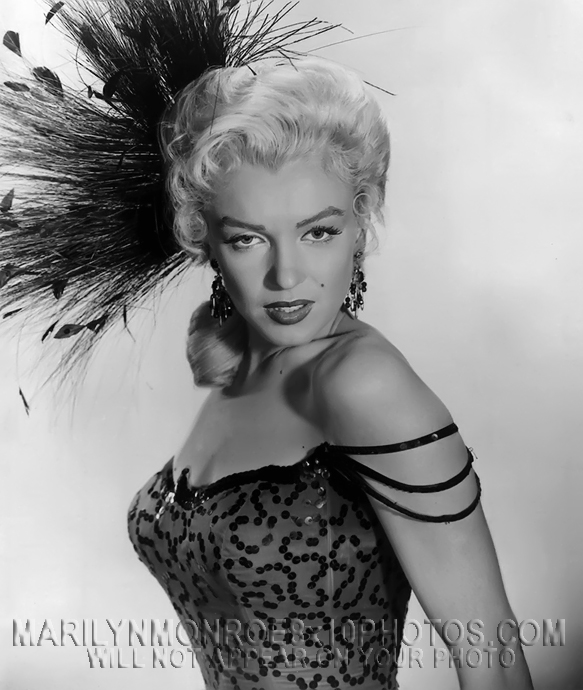 MARILYN MONROE BEAUTY and FEATHERS (2) RARE 8x10 PHOTOS 