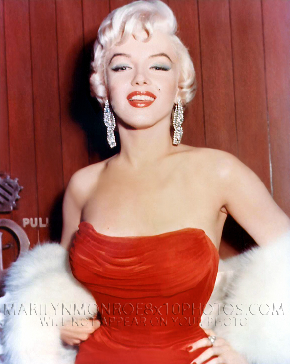 MARILYN MONROE BEAUTY IN A RED DRESS (2) RARE 8x10 PHOTOS 