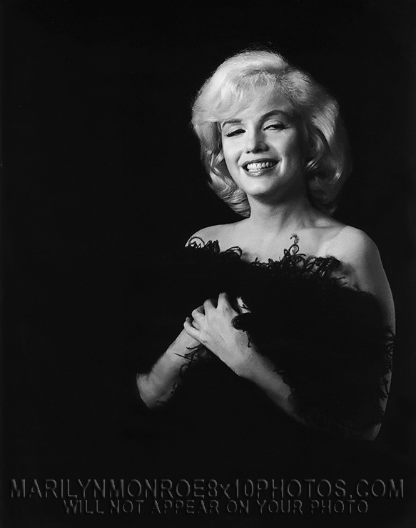 MARILYN MONROE BEAUTY inBLACKFEATHERS (2) RARE 8x10 PHOTOS 