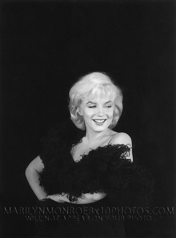 MARILYN MONROE BEAUTY inBLACKFEATHERS (2) RARE 8x10 PHOTOS