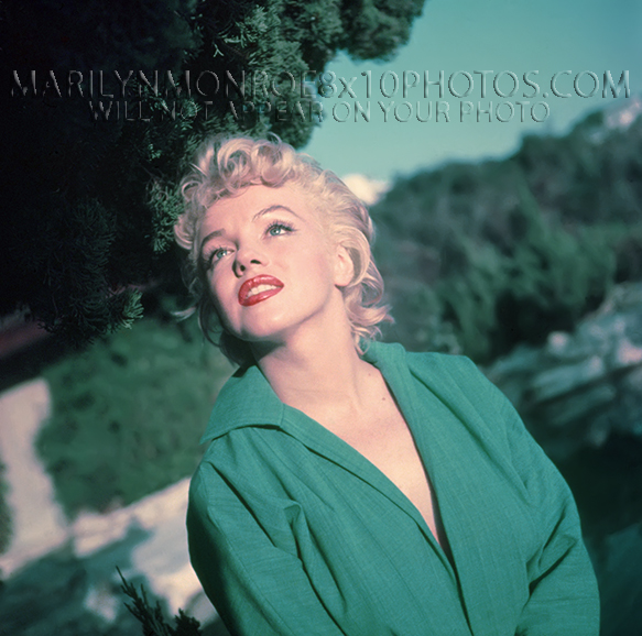 MARILYN MONROE BEAUTY IN GREEN (2) RARE 8x10 PHOTOS 