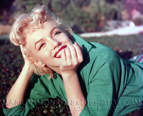 MARILYN MONROE BEAUTY IN GREEN (3) RARE 8x10 PHOTOS