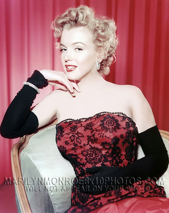 MARILYN MONROE BEAUTY IN RED andBLACK (2) RARE 8x10 PHOTOS