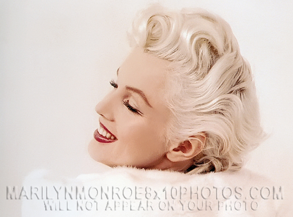 MARILYN MONROE BEAUTY IN WHITE FUR (3) RARE 8x10 PHOTOS 