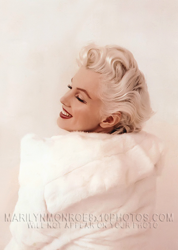 MARILYN MONROE BEAUTY IN WHITE FUR (3) RARE 8x10 PHOTOS