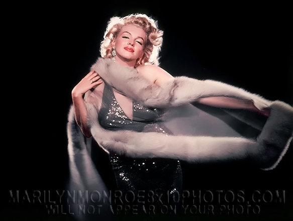 MARILYN MONROE BEAUTY with FUR SHOOT (3) RARE 8x10 PHOTOS