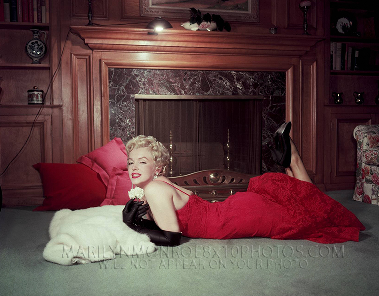 MARILYN MONROE BLACK GLOVES RED DRESS (3) RARE 8x10 PHOTOS