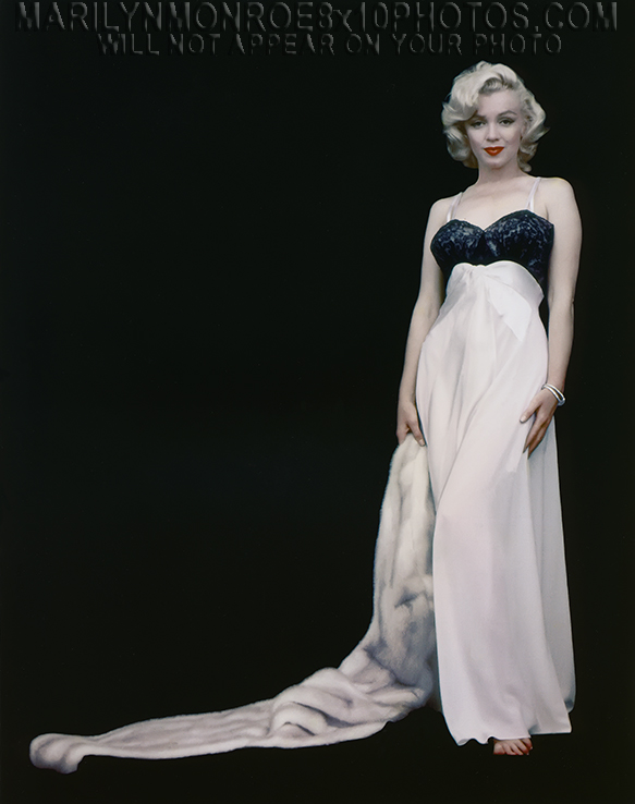 MARILYN MONROE COCKTAIL DRESS & FUR (2) RARE 8x10 PHOTOS 