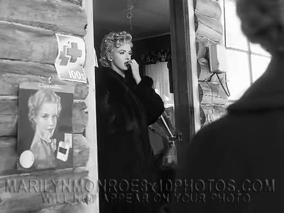 MARILYN MONROE FIRSTAID CABIN in FUR (3) RARE 8x10 PHOTOS