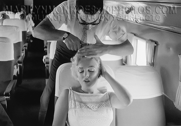 MARILYN MONROE GLAMOUR ON A PLANE (3) RARE 8x10 PHOTOS