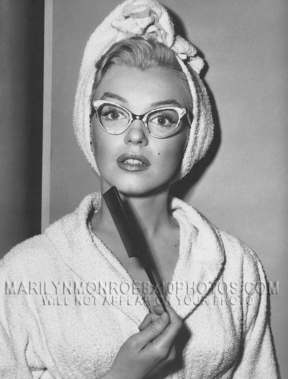 MARILYN MONROE GLASSES and BATHROBES (2) RARE 8x10 PHOTOS 