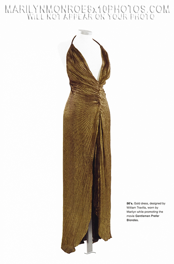 MARILYN MONROE GOLD LAME ACTUAL DRESS (3) RARE 8x10 PHOTOS