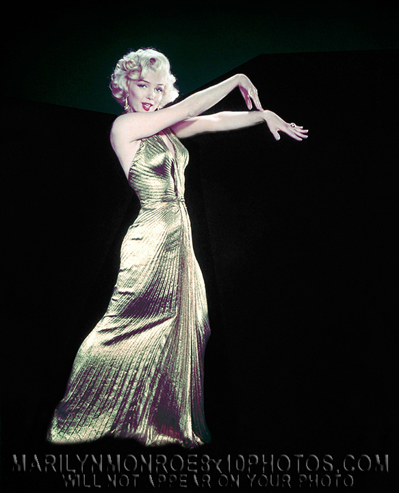 MARILYN MONROE GOLD LAME DRESS SHOOT (3) RARE 8x10 PHOTOS