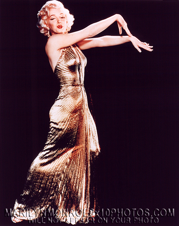 MARILYN MONROE GOLD LAME DRESS SHOOT (3) RARE 8x10 PHOTOS