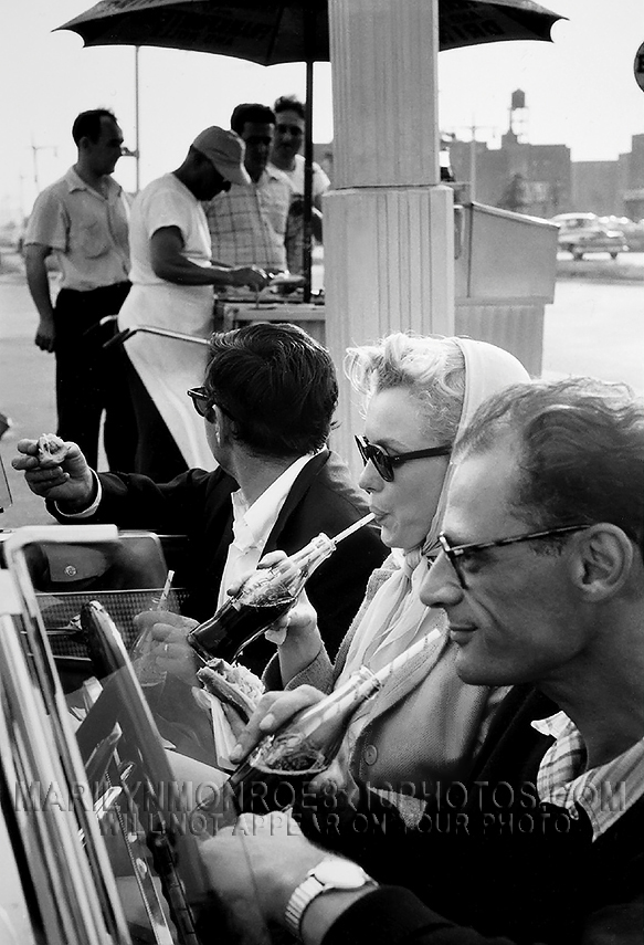 MARILYN MONROE HOTDOGS with ARTHUR (3) RARE 8x10 PHOTOS
