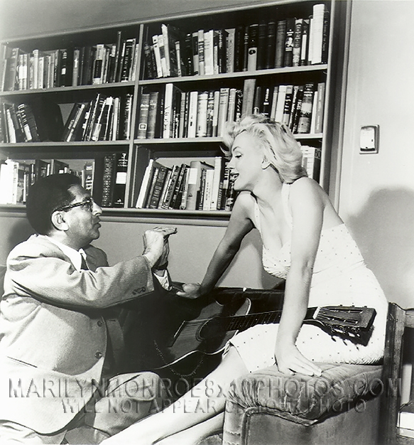 MARILYN MONROE LEARNING the GUITAR (2) RARE 8x10 PHOTOS