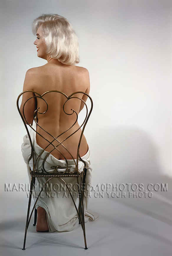 MARILYN MONROE NUDE on CHAIR SHOOT (2) RARE 8x10 PHOTOS 
