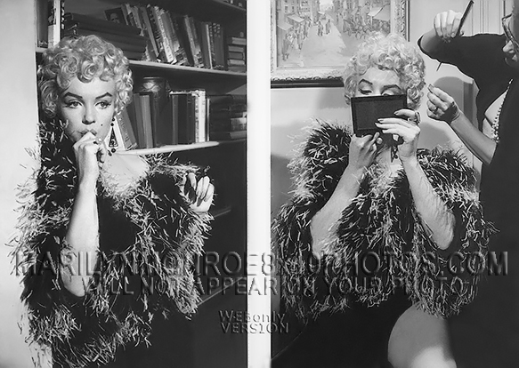 MARILYN MONROE OFFSET in FEATHERS (2) RARE 8x10 PHOTOS 