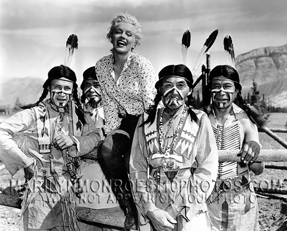 MARILYN MONROE OFFSET WITH INDIANS (1) RARE 8x10 PHOTO