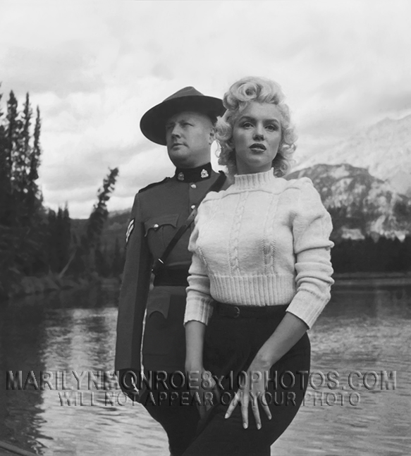MARILYN MONROE ON A LAKE with MOUNTIE (3) RARE 8x10 PHOTOS 