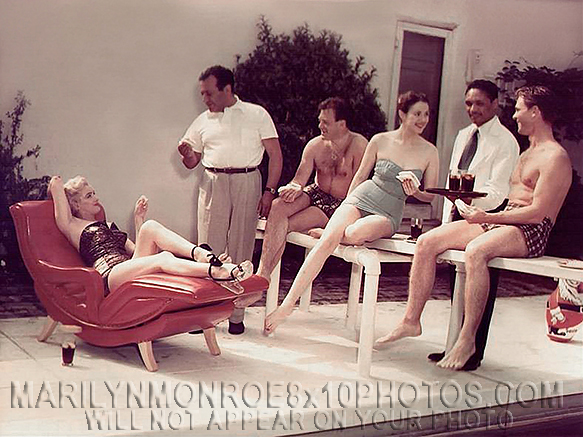 MARILYN MONROE POOLSIDE withFRIENDS (2) RARE 8x10 PHOTOS