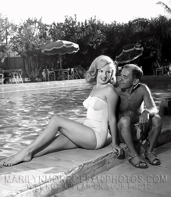 MARILYN MONROE POOLSIDE wLUCKY GUY! (1) RARE 8x10 PHOTO