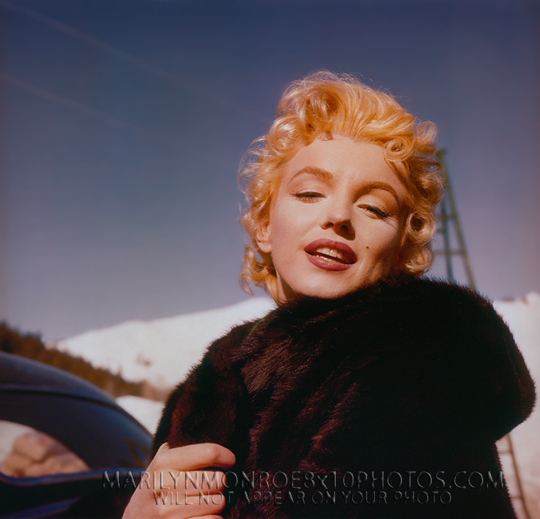 MARILYN MONROE RED HAIR & BROWN FUR (3) RARE 8x10 PHOTOS 