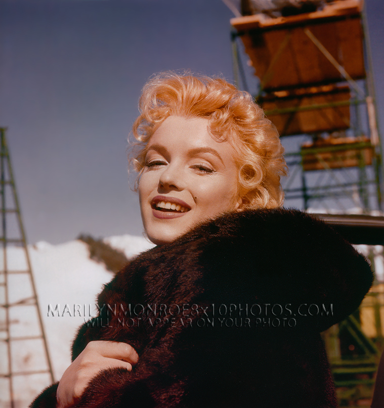MARILYN MONROE RED HAIR & BROWN FUR (3) RARE 8x10 PHOTOS