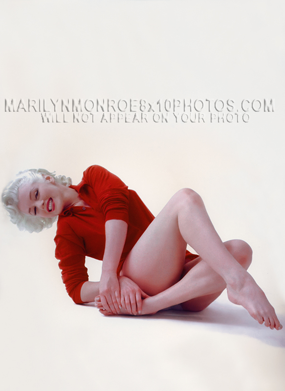 MARILYN MONROE RED SWEATER PLATINUM (2) RARE 8x10 PHOTOS