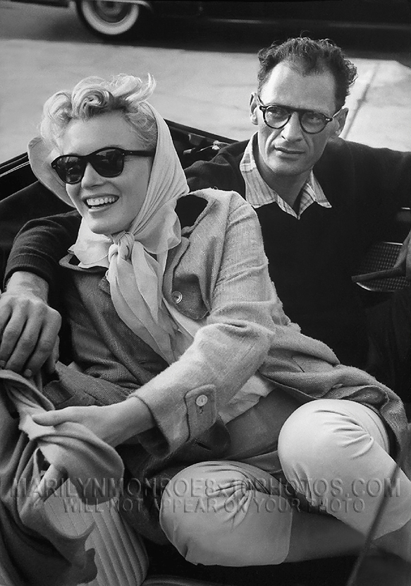 MARILYN MONROE RIDING with ARTHUR (2) RARE 8x10 PHOTOS 
