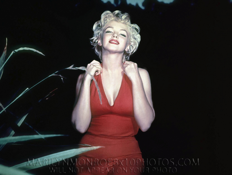 MARILYN MONROE SEXY in REDnightDRESS (2) RARE 8x10 PHOTOS 