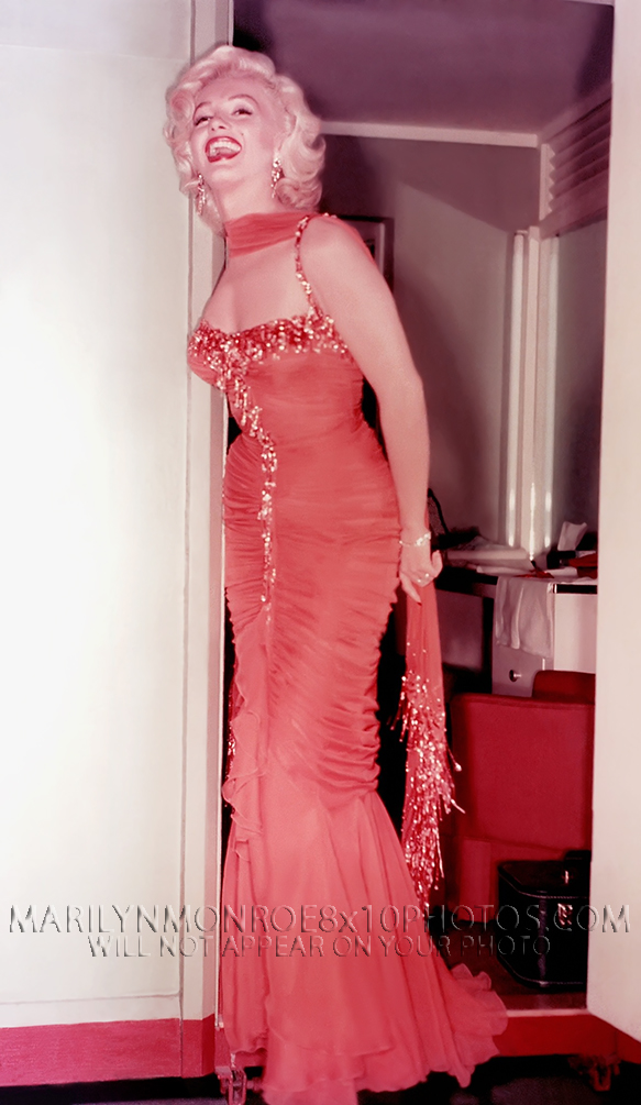 MARILYN MONROE SEXY ORANGE EVENINGOWN (1) RARE 8x10 PHOTO