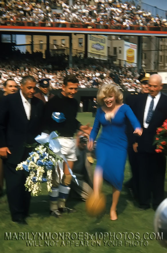 MARILYN MONROE SOCCERmatch FIRSTKICK (3) RARE 8x10 PHOTOS 