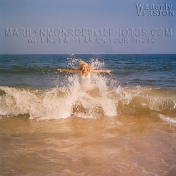 MARILYN MONROE SPLASHING THE OCEAN (3) RARE 8x10 PHOTOS