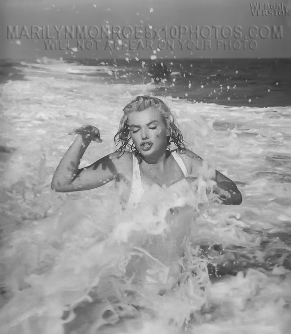 MARILYN MONROE SPLASHING THE OCEAN (3) RARE 8x10 PHOTOS