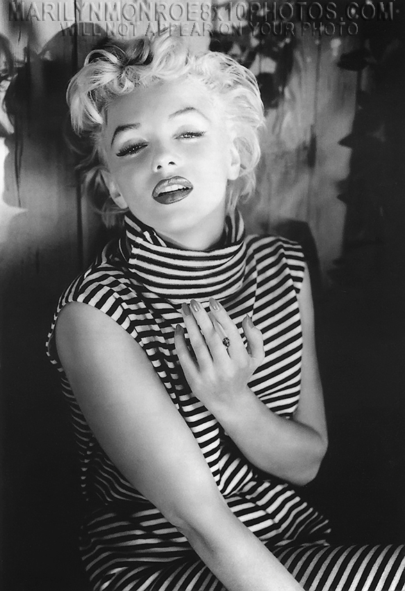 MARILYN MONROE STRIPED DRESS BEAUTY (3) RARE 8x10 PHOTOS