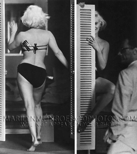 MARILYN MONROE SWIMSUIT TRY ON (2) RARE 8x10 PHOTOS 