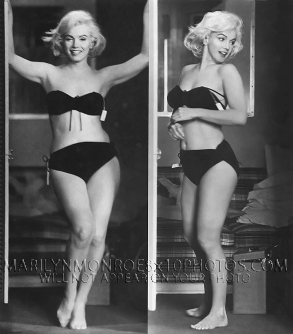MARILYN MONROE SWIMSUIT TRY ON (2) RARE 8x10 PHOTOS