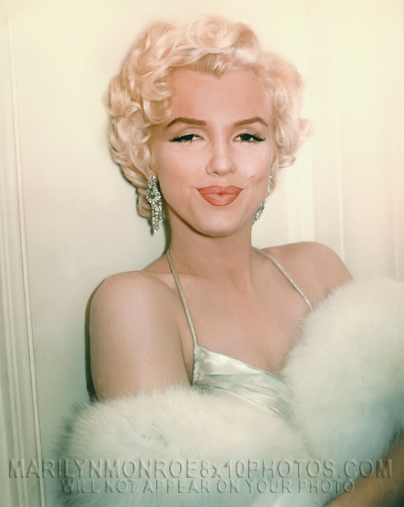 MARILYN MONROE WHITE FUR and DIAMONDS (2) RARE 8x10 PHOTOS