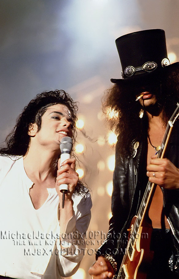 MICHAEL JACKSON ONSTAGE with SLASH (3) RARE 8x10 PHOTOS