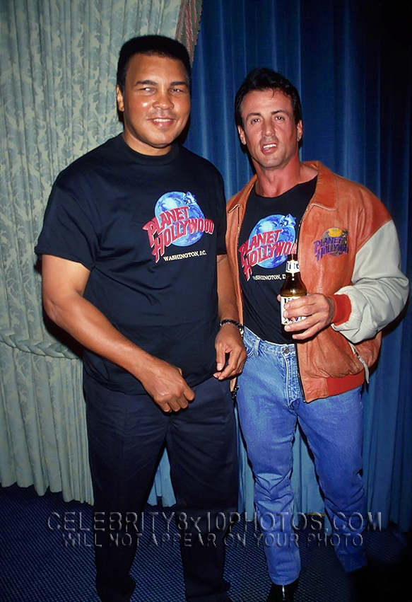 MUHAMMAD ALI with SYLVESTER STALLONE (2) RARE 8x10 PHOTOS 