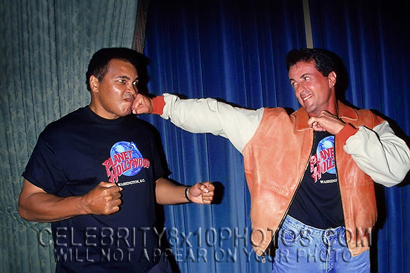 MUHAMMAD ALI with SYLVESTER STALLONE (2) RARE 8x10 PHOTOS
