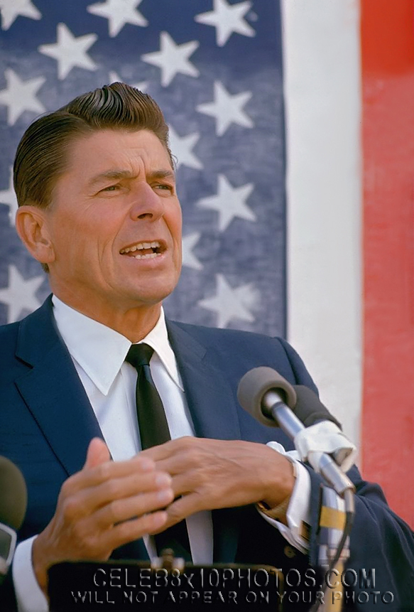 RONALD REAGAN 1966 on CAMPAIGN wFLAG (4) RARE 8x10 PHOTOS