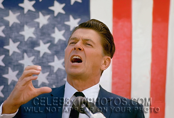 RONALD REAGAN 1966 on CAMPAIGN wFLAG (4) RARE 8x10 PHOTOS