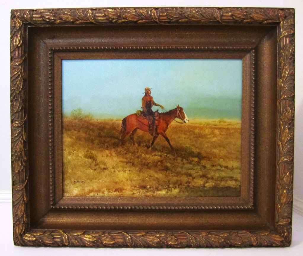 texasdna : Orig RAUL GUTIERREZ cowboy/horse oil on board painting