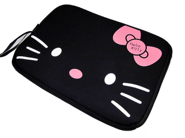 kidsfunonline : Hello Kitty Design 14 inch Black Laptop Sleeve $14.95