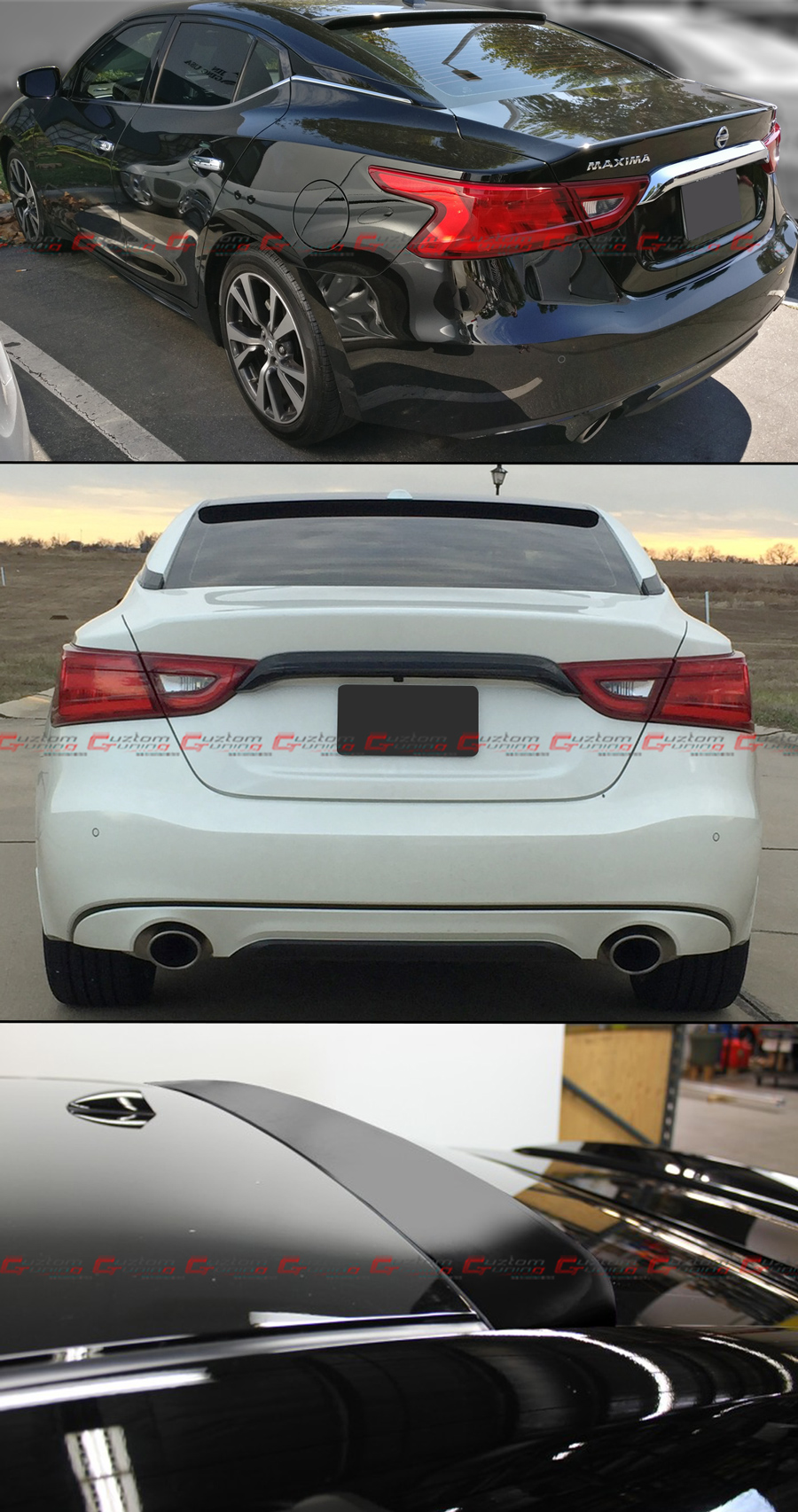 FOR 16-2023 NISSAN MAXIMA 8TH GEN MATT BLK VIP BIG REAR ROOF
