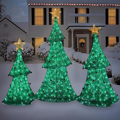 NEW OUTDOOR CHRISTMAS PRE-LIT LED 3/4/5 FT LIGHTED TREES LIGHTS YARD ...