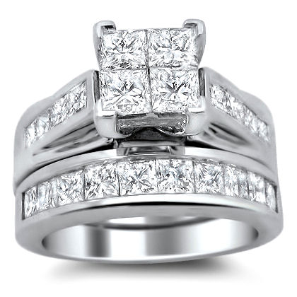 3.0CT PRINCESS CUT QUAD DIAMOND ENGAGEMENT RING BRIDAL SET 14K GOLD | eBay